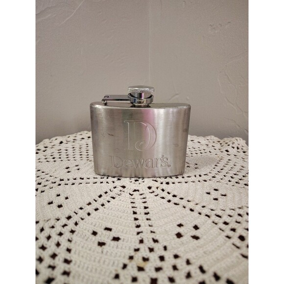 DEWAR'S STAINLESS STEEL 4OZ. SCOTCH WHISKEY Empty FLASK - Picture 1 of 10